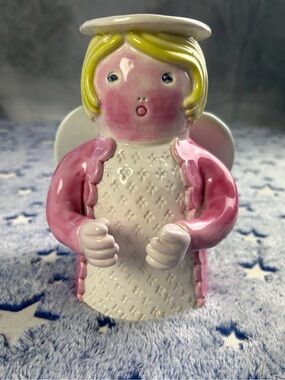 Pink Ceramic Angel Figurine Home Accent